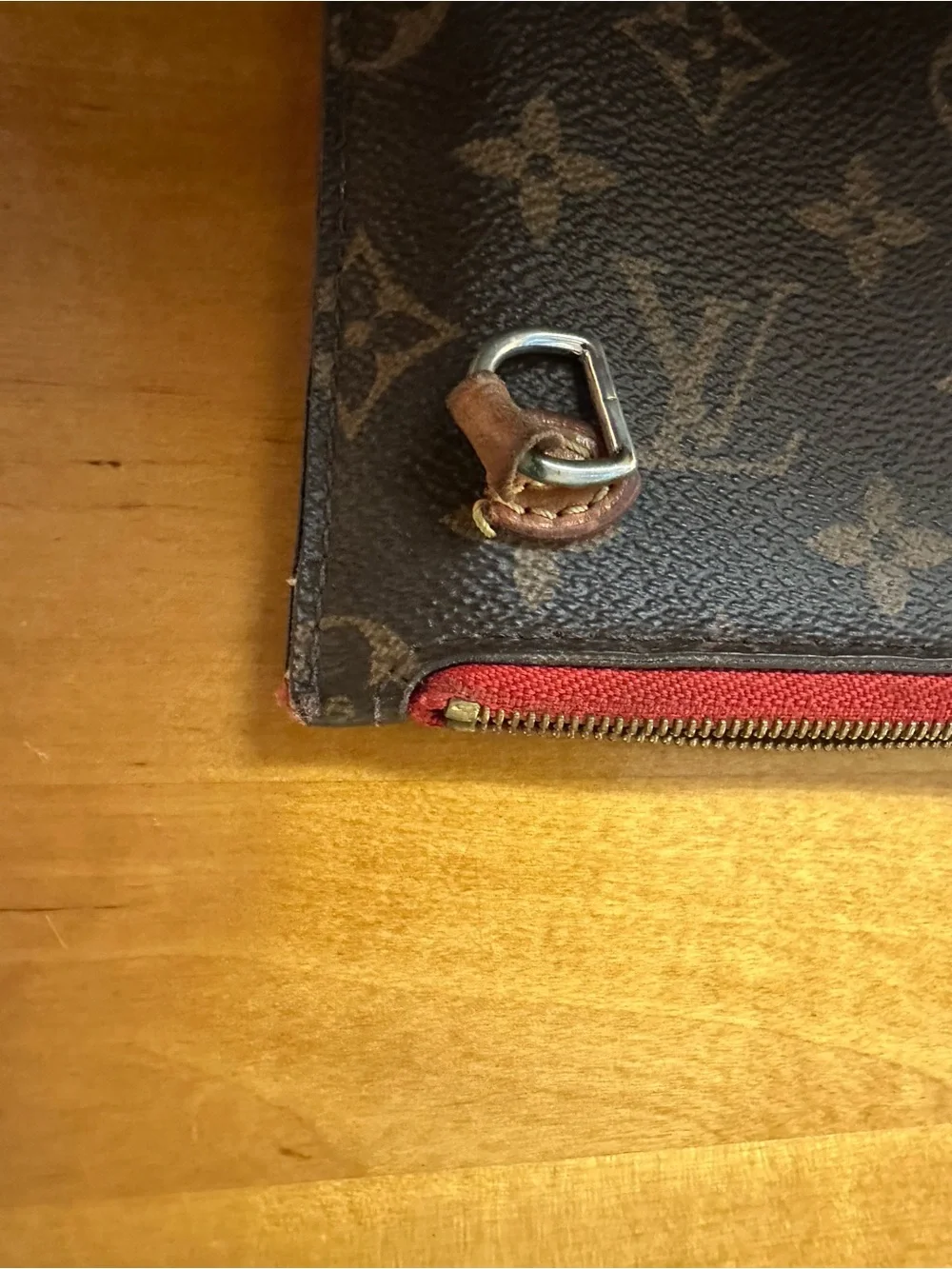 Louis Vuitton Monogram Canvas Pouch with Red Trim